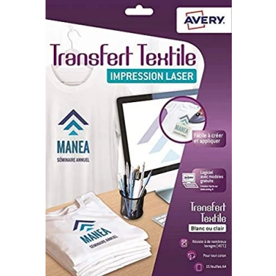 Image of Avery c9403 15 A4 T Shirt Transfer/Textile White/Clear