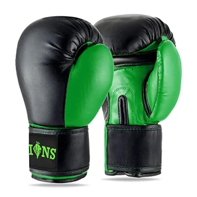 Image of Lions Pro Boxing gloves Punch Bag Mma Training Sparring Mitts (Injection Green, 10oz)