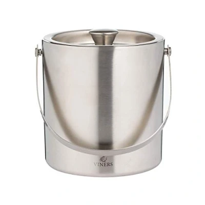 Image of Viners Barware Silver Stainless Steel Double Wall Ice Bucket, 1.5L