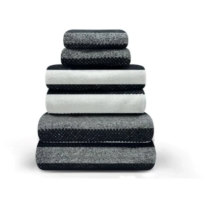 Image of GC GAVENO CAVAILIA Large Bath Sheet Towels 2 Pack 100% Egyptian Cotton Bathroom Towel Set Highly Water Absorbent &amp; Quick Dry Extra Easycare Durable Black