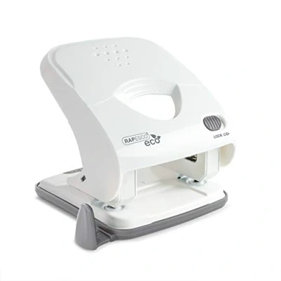 Image of Rapesco 1524 ECO X5 30ps Less Effort 2 Hole Punch, 30 Sheet Capacity, Soft White