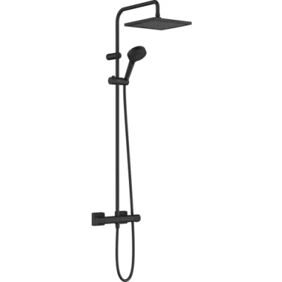 Image of Hansgrohe Vernis Shape Shower System 240 1 Spray with Thermostat, Matt Black, 26427670