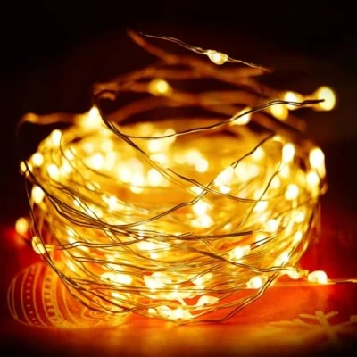 Image of MEgegulo Led String Lights 50 LEDs 5M Copper Wire Light for Bedroom Fairy Battery Operated Warm White Indoor Outdoor Wedding Decor Party Decoration