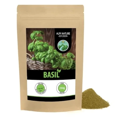 Image of Ground Basil (250g, 8.8oz), Powder, 100% Natural and Without additives, Gently Dried Powder