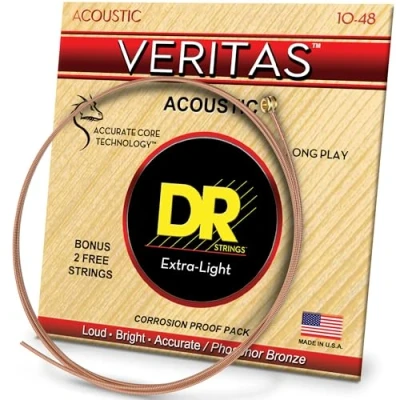 Image of DR Strings VERITAS™ Coated Core Technology Acoustic Guitar Strings: Extra Light 10 48