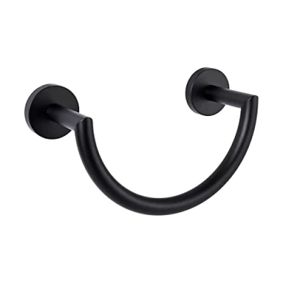 Image of HouseAid Stainless Steel Towel Ring for Bathroom, Hand Holder, Modern Semi Circular Rack, Wall Mounted, Matte Black