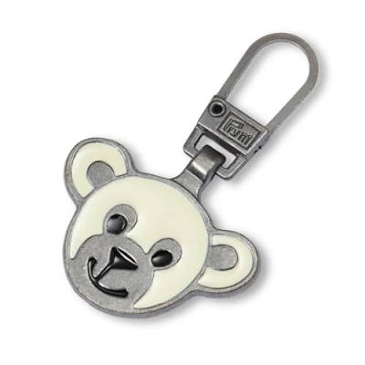 Image of Prym Zipper, Silver, Bär, weiß/Altsilber, 1 Stück