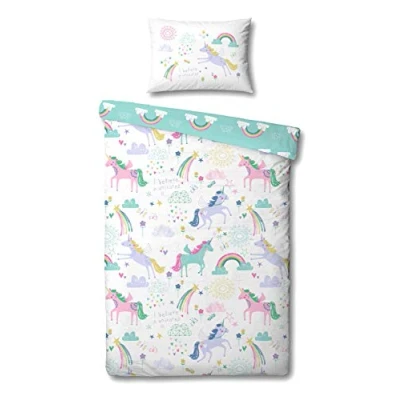 Image of Rainbow Unicorn Duvet Cover &amp; Pillowcase Set (Junior 120 cm x 150 cm)