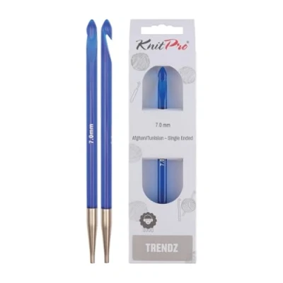 Image of Knit Pro KP51355 Trendz: Crochet Hook: Afghan/Tunisian: Single Ended: 7.00mm, 7mm, Blue