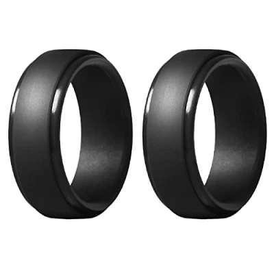 Image of Lzeouean 2X 8mm Popular Camouflage Black Men Silicone Cool Rings Women Rubber Wedding Ring Environmental Sports 10/7