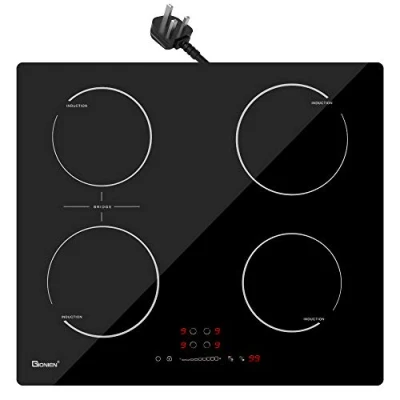 Image of GlONlEN Plug in Induction Hob 13 Amp 2800W,60cm Integrated Electric Cooktop with Bridge Zone, 4 Cooking Rings Cooker GIT470SP