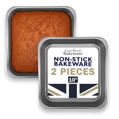 Image of Samuel Groves Non Stick Twin Pack Square Sandwich Birthday Brownie Cake Tin Pan Made in England (10&quot; Pack)