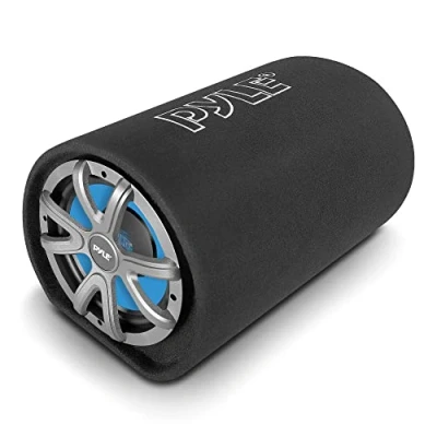 Image of Pyle 8 Inch Carpeted Subwoofer Tube Speaker 400 Watt High Powered Car Audio Sound Component Enclosure System w/ 2 Aluminum Voice Coil, 4 Ohm, 30Hz 700kHz Frequency PLTB8,Black