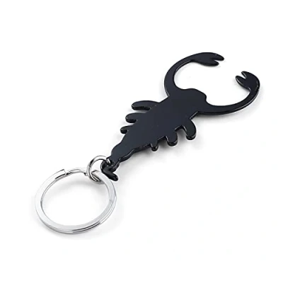 Image of Komonee Scorpion Black Bottle Opener Key Chain Metal Wildlife Ring Novelty Animal Keychain Keyring