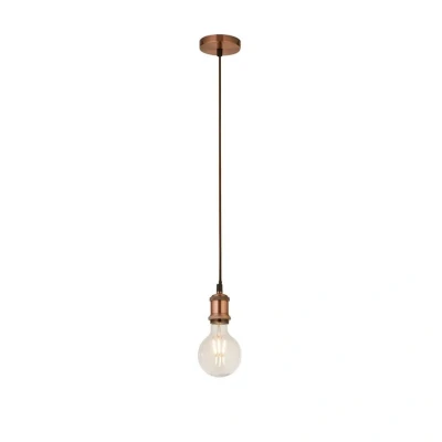 Image of Searchlight Lighting Copper 1 Light Cable Suspension with 1.5Mtr Brown Textile