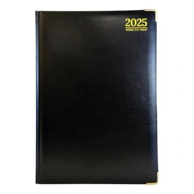 Image of G4GADGET A4 Week To View 2025 Hardback Cover Weekly Planner with Note Sections Professional and Durable (Black)