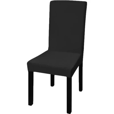 Image of vidaXL 6 pcs Black Straight Stretchable Chair Cover