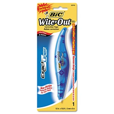 Image of BIC White Out Exact Liner Correction Tape Pen, Non Refillable, 1/5 Inch x 236 Inches (WOELP11)
