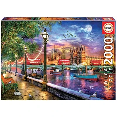 Image of Educa 19046, London, 2000 Piece Jigsaw Adults and Children Aged 12, Dominic Davison, England, City Puzzle, Varied, Standard Size