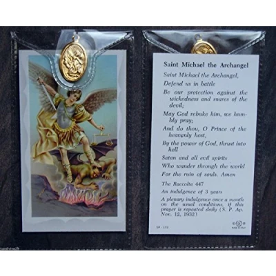 Image of St Michael the Archangel Prayer Card and Medal