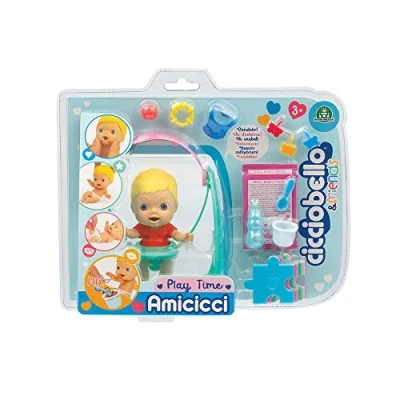 Image of Cicciobello CC000100 Amicci Play Time Cute Baby Blonde with Colorful Diapers Mini Figure Accessories, Multicoloured