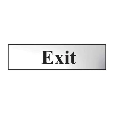 Image of Exit Sign Self Adhesive PVC Chrome Effect 200mm x 50mm