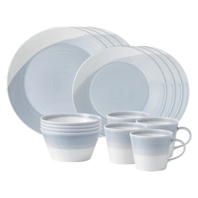 Image of Royal Doulton 1815 1815TW25068 Pc Dinnerware Set, Blue, Porcelain, 16 Piece
