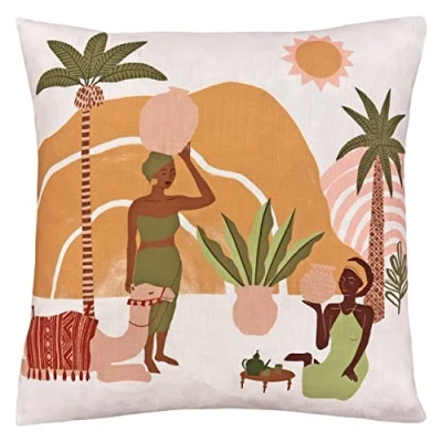 Image of Furn Alia Abstract Filled Cushion Sand Size 50x50x8cm