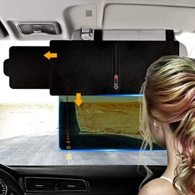 Image of Upgraded Polarized Sun Visor Sunshade Extender for Car with Zipper Slider, Zeyitian Anti Glare Extension Protects from Glare, UV Rays, Snow Blindness, Universal Cars, SUVs