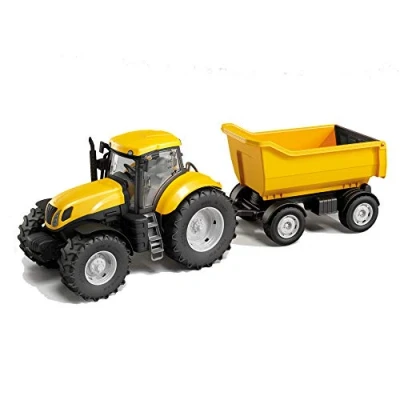 Image of URBN TOYS Kids Outdoor Beach Yellow Tractor With Trailer