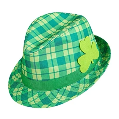 Image of Widmann 14352 ? Fedora Hat Saint Patrick&#039;s Day With Irish Green Shamrock Lucky Four Leaf Clover
