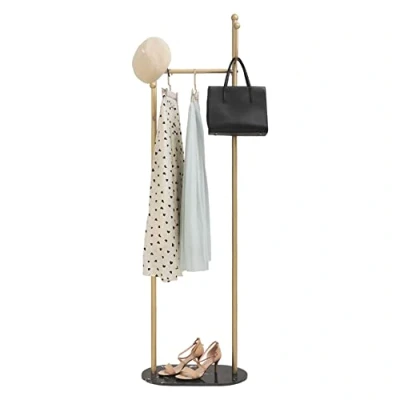 Image of Cre Cra Gold Clothing Rack for Hanging Clothes Heavy Duty Metal with Marble Base Modern coat stand Freestanding Garment Boutiques Bedroom,Clothe rack,Metal