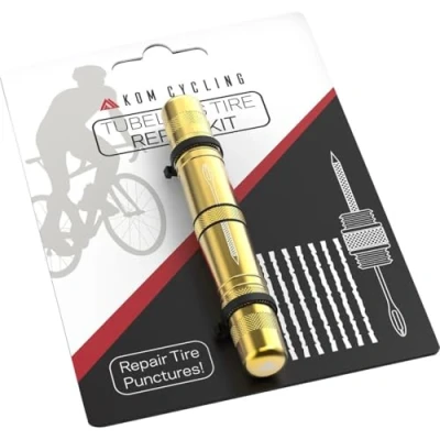 Image of KOM Cycling Tubeless Tire Repair Kit for Bikes 8 Colors! Fixes Mountain Bike and Road Bicycle Punctures Includes Fork Reamer, Bacon Strips. Made Easy