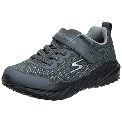 Image of Skechers Boy&#039;s Nitro Sprint Karvo Sneaker, Charcoal Textile Black Gray Trim, 1.5 UK Child