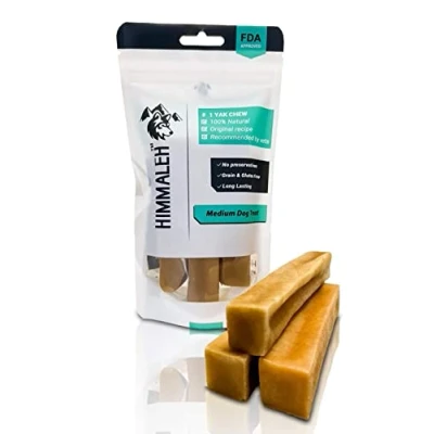 Image of Himmaleh Yak chews for Dogs Medium (pack of 3) Protein Rich dog Long Lasting Natural milk chew Toothsome Bars Himalayan Snack