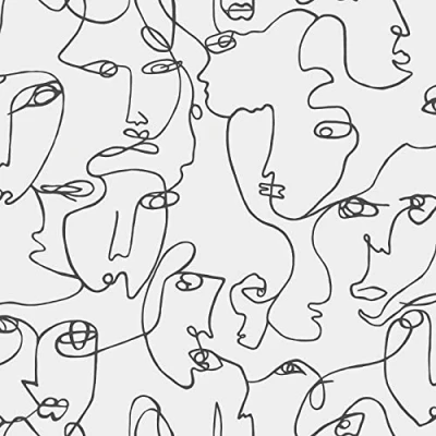 Image of Holden Decor Abstract Faces Black White Wallpaper 12993 Modern Line Art