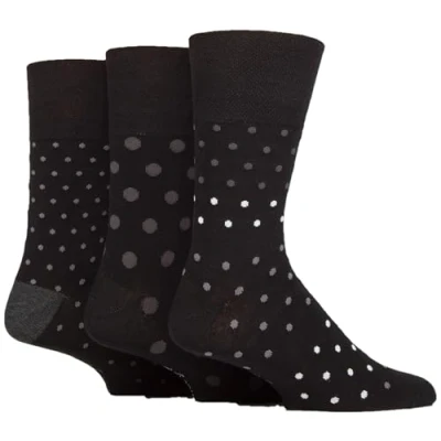 Image of Mens 3 Pair Gentle Grip Patterned Bamboo Socks Monochrome Eclipse 6 11