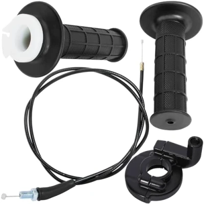 Image of QAZAKY Twist Throttle Accelerator Handle Grip Cable Set for 50cc 90cc 110cc 125cc 140cc 150cc 200cc 250cc 4 stroke Engine Pit Dirt Mini Pocket Bike ATV Quad Scooter CRF50 XR50 7/8inch 22mm Handlebar
