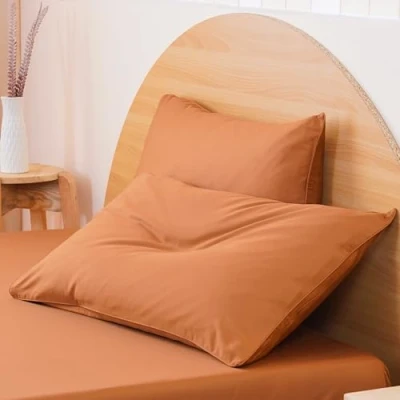 Image of Sheet Story Bamboo Pillow Cases 2 pack 50x75cm Size 400 Thread Count, Soft and Cooling Terracotta Pillowcases Hypoallergenic Covers Extra Deep Inner Flap Envelope Closure