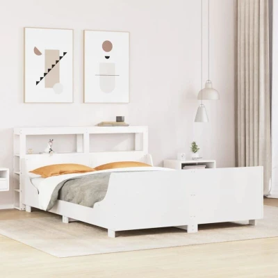 Image of vidaXL Bed Frame without Mattress White 140x200 cm Solid Wood Pine