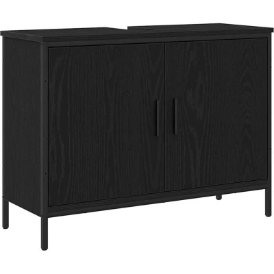 Image of vidaXL Bathroom Sink Cabinet Black Oak 80x30x60 cm Engineered Wood