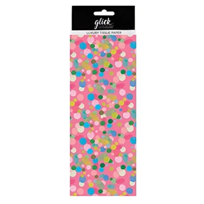 Image of Glick Four Sheets of Pink Polka Dots Tissue Paper, Each Sheet 750mm x 500mm Paper Dots, for Gift Wrapping, Birthday Wedding