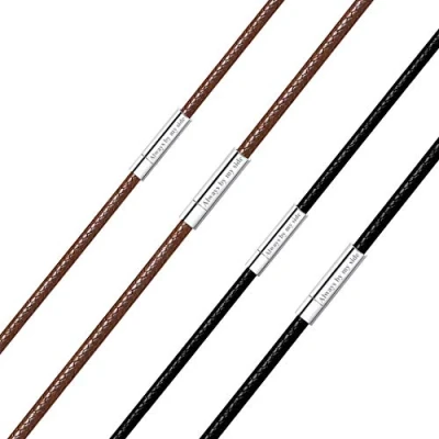 Image of Richsteel Thin Brown Leather Necklace Cord Long Mens Necklaces Personalised Braided Rope for Women