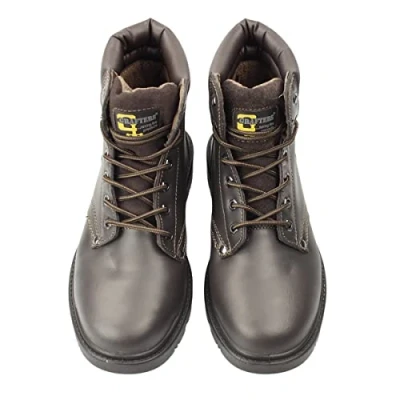 Image of Unisex Brown Leather 6 Eye Safety Boot Apprentice Size UK Mens 9