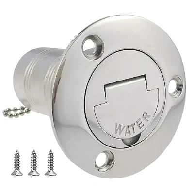Image of ISURE Marine Boat Water Deck Fill/Filler with Keyless Cap 1 1/2&quot; Mirror Polished 316 Stainless Steel Hardware for Yacht Caravan 38mm
