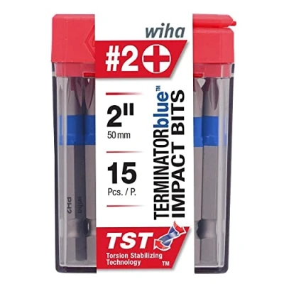 Image of Wiha TerminatorBlue Impact Bit Phillips #2 2 Inch 15 Pack