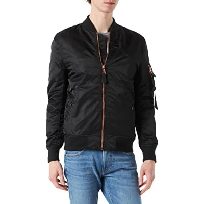 Image of Alpha Industries Men&#039;s MA 1 VF LW Bomber Jacket, Black/Copper, XL
