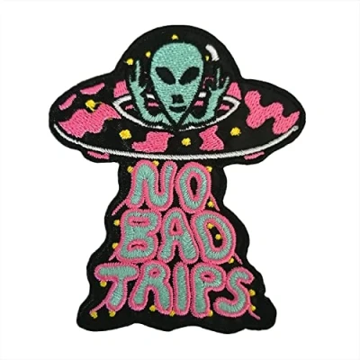 Image of BPA UFO Alien Embroidered Patches Iron on or Sew for Clothing Jackets etc. No Bad Trips