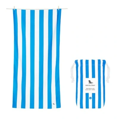 Image of Dock &amp; Bay Beach Towel Quick Dry, Sand Free Compact, Lightweight 100% Recycled Includes Bag Cabana Blue Large (160x90cm, 63x35)