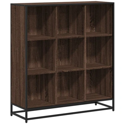 Image of vidaXL Bookcase Brown Oak 97.5x33x107.5 cm Engineered Wood and Metal